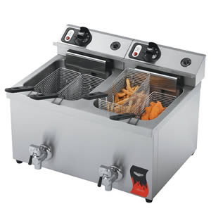 VOLLRATH DUAL POT ELECTRIC FRYER, 15 LB