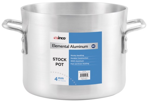 WINCO ELEMENTAL ALUMINUM, 10 QT STOCK POT, 4MM