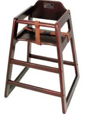 WINCO STACKING HI-CHAIR, MAHOGANY, ASSEMBLED