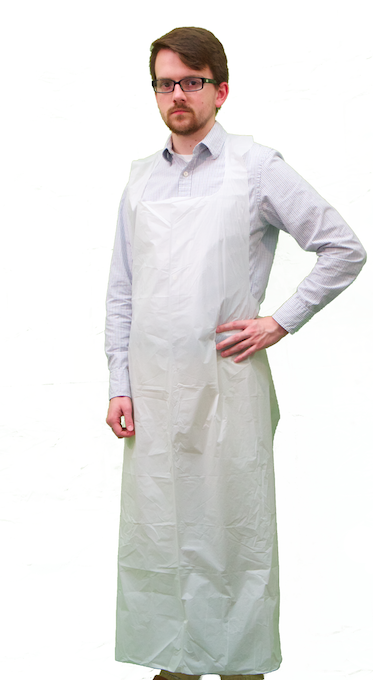 6280 R3 PLASTIC APRON, 28&quot; X  46&quot;, 1.5MIL, WHITE, 100/SL 