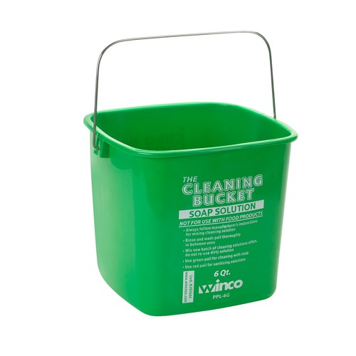 WINCO 6 QT DETERGENT BUCKET, GREEN