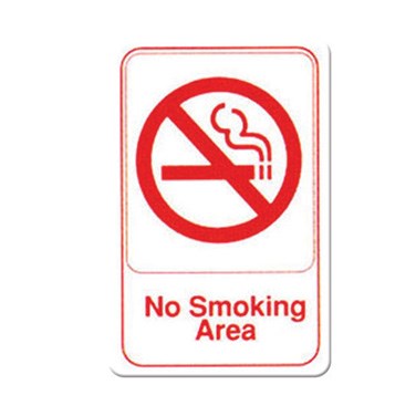 WINCO 6&quot; X 9&quot; SIGN (NO SMOKING AREA), WHITE