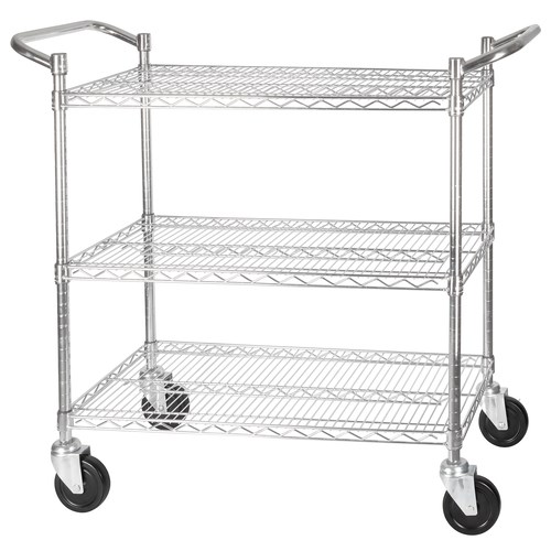 WINCO 3 TIER WIRE SHELVING  CART, 18&quot; X 36&quot; X 42&quot;H, 800 LB 